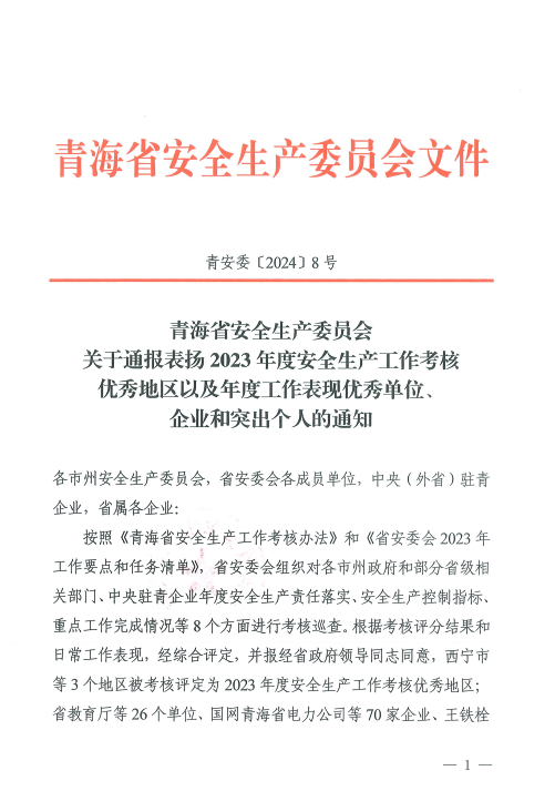 喜報(bào)！2023年度安全生產(chǎn)工作優(yōu)秀企業(yè)和突出個(gè)人名單揭曉！